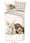 good morning Vaiki&scaron;ka patalynė &raquo;Cute Rabbit & Dog&laquo; 2 Stk. Biber 135x200 &scaron;velnus Warm Užtrauktukas Wendeoptik Kind Tier