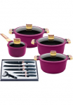 KING Puodų rinkinys &raquo;GOURMET&laquo; rinkinys je 1 Puodas 18/20/24 cm 1 Puodas su ilga rankena 16 cm peilių rinkinys 14 Stk. dalys lieto aliuminio