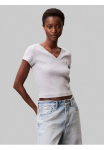 Calvin Klein Jeans Calvin KLEIN Džinsai Mar&scaron;kinėliai &raquo;A- SS WOVEN LABEL RIB VNECK TEE&laquo; su gewebtem Label