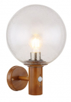 GLOBO LIGHTING Sieninis &scaron;viestuvas &raquo;OSSY&laquo; E27 1 Stk. Au&szlig;enlampe/holzoptik/IP44/Terrasse/Wand/Glas/Sensor