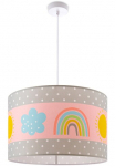 Paco Home Pakabinamas &scaron;viestuvas &raquo;Cosmo 962&laquo; E27 lempa vaikų kambario baldų komplektas lubinis &scaron;viestuvas Regenbogen Sonne Rosa Grau Wei&szlig; E27