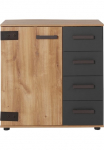 Wimex Komoda &raquo;Malmoe spinta su 1 durys ir 4 Stalčius pagamintas in Germany&laquo; im rusikalen stilius Industrial Design 81x41x83cm