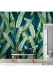 Art for the home Fototapetas &raquo;Bl&auml;tter&laquo; botanisch glatt Blau/Gr&uuml;n - 280cmx200cm