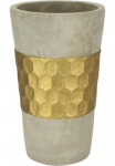 I.GE.A. Dekoratyvinė vaza &raquo;Goldverzierte Blumenvase&laquo; vaza Zylindervase su goldener Struktur grau gold Betonoptik Stalinė vaza