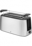 WMF Skrudintuvas &raquo;Bueno Pro Doppel-Langschlitz-Toaster XXL Toast Br&ouml;tchenaufsatz&laquo; 2 ilgas skeltukas dėl 4 Scheiben 1550 W 6 Br&auml;unungsstufen Brotzentrierung Kr&uuml;melschublade Cromargan Geh&auml;use