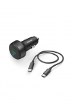 Hama KFZ-Adapter &raquo;Auto-Schnellladeger&auml;t su įkrovimo kabelis USB-C PD/QC 25W 1 m Schwarz&laquo; 150 cm