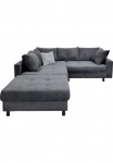 COLLECTION AB Kampinė sofa &raquo;Toni L-Form B: 215 cm&laquo; su Kojų kėdutė & 2 Pagalvėlė sėdėjimui spyruoklės