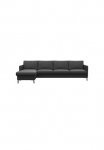 FLEXLUX Kampinė sofa &raquo;Fiore L-Form&laquo; siauras porankiais &Scaron;altų putų poliretano čiužinys F&uuml;&szlig;e Alu+schwarz
