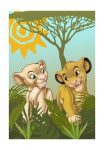 Komar Paveikslas &raquo;Lion King Urembo Meadows&laquo; Disney 1 Stk. dalys paveikslas zur dekoracija im vaikų kambario baldų komplektas - be grotelės
