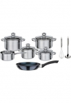 GSW Puodų rinkinys &raquo;Silver Star&laquo; rinkinys 1 je Braten- u. puodas mėsai 16/20cm 1 Puodas su ilga rankena 16cm 1 keptuvė 20cm 12 Stk. dalys Nerūdijančio plieno