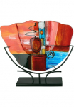 GILDE GLAS art GILDE I&scaron; stiklo art Dekoratyvinė vaza &raquo;New Life 1&laquo; handbemalt su Fusingglas-Elementen