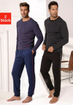 AUTHENTIC LE JOGGER AUTHENTIC LE Kelnės pižama Rinkinys 2 vienetai 4 dalys pižama in langer forma su garngef&auml;rbten Streifen