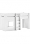 Vipack Dviauk&scaron;tė lova &raquo;Reno ein tolles H&uuml;ttenbett su hoher Standfestigkeit wei&szlig; lackiert&laquo; B/H/T ca. 206x1201x105cm Kopėčios mittig langas ir Absturzschutz ir Rolllattenrost R&uuml;ckseite offen ir Spielfl&auml;che unter dem lova
