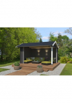 LASITA MAJA Sodo namelis &raquo;Unterstand/Lounge San Diego&laquo; Unterstand / poilsio 34mm Fundamentmass 4250x3000 Carbongrau