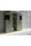 OTTO home Indauja &raquo;Ribe120cm breit112cm hochOberplatte massiv12 F&auml;cher&laquo; Eiche massivMelamin Salbeigr&uuml;nschwarze metalas GriffeT&uuml;ren su Glass