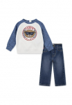 Levi's&reg; Kids Mar&scaron;kinėliai ilgomis rankovėmis & kelnės &raquo;LVB SNIT MOTO CREWDENIM&laquo; rinkinys 2 Stk. Raglan&auml;rmel sorgen dėl mehr Bewegungsfreiheit