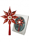 Krebs Glas Lauscha Krebs I&scaron; stiklo Lauscha Christbaumspitze &raquo;Stern su Reflex Weihnachtsdeko raudona Christbaumschmuck&laquo; mundgeblasen raudona