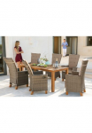 MERXX Garten-Essgruppe &raquo;Toskana Deluxe&laquo; 6 kėdė su atlo&scaron;u Fotelis 1 stalas 185x90 cm ir atrama 13 Stk. dalys Aliumininis Polyrattan Akazienholz FSC 100 % tinka dėl 6 asmenys