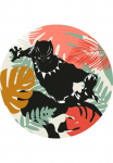 Komar Sienos lipdukai &raquo;selbstklebendes Vlies Winter Tropics Black Panther Gr. 125 x 125 cm&laquo; ovali ir selbstklebend