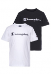 Champion Mar&scaron;kinėliai Rinkinys 2 Stk. trumpomis rankovėmis su Logoschriftzug i&scaron; medvilnė ir Polyester
