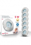B.K.Licht LED įmontuojamas &scaron;viestuvas &raquo;6er rinkinys Bad Einbaustrahler IP44 gesch&uuml;tzt LED Einbauspots flach&laquo; LED-Board 6 Stk. Warmwei&szlig; 3.000K 400Lm 5W plastikas 75 x 3 cm Nickel