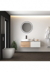 Paco Home Sieninis &scaron;viestuvas &raquo;YANNI&laquo; Neutralwei&szlig; Ap&scaron;viečiamas veidrodis LED Backlight ovali 50cm IP44 Touch- juoda spalva