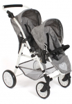 CHIC2000 Puppen-Zwillingsbuggy &raquo;Twinny Džinsai Grey&laquo; su schwenkbaren Vorderr&auml;dern