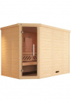 weka Pirtis &raquo;Design-Sauna KEMI Eck 2&laquo; Blockbohlen vorgefertigte Elemente moderne Ganzglast&uuml;r