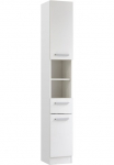 Saphir Auk&scaron;ta pastatoma spintelė &raquo;Quickset 335 Vonios spinta 30 cm plotis 2 durys 1 Nische 1 Schublade&laquo; Badezimmer-Hochschrank Wei&szlig; Glanz Griffe in Chrom gl&auml;nzend
