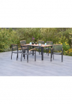 MERXX Garten-Essgruppe &raquo;&raquo;Tilos&laquo;&laquo; rinkinys Pulverbeschichtetes Alu-Gestell Armlehnen+R&uuml;ckenabschluss i&scaron; Akazie 7 Stk. dalys Tisch: LxB: 150x90 cm