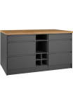 KOCHSTATION Virtuvės sala &raquo;KS-Bruneck plotis 153 cm&laquo; MDF-Fronten stalvir&scaron;is Stalvir&scaron;is 38mm stark