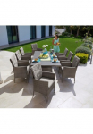 KONIFERA Garten-Essgruppe &raquo;Mailand&laquo; rinkinys 8x Fotelis 8x Pagalvėlė sėdėjimui 8x R&uuml;ckenauflage 1x stalas 25 Stk. dalys Polyrattan verzinkter Stahl Ablagefl&auml;che unter der stalo plok&scaron;tė