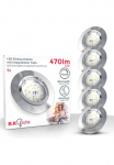 B.K.Licht LED įmontuojamas &scaron;viestuvas &raquo;5er rinkinys Einbaustrahler Dimmbare Lubinis &scaron;viestuvas Plok&scaron;čias Spots&laquo; LED-Board Warmwei&szlig; 3.000K 470Lm 55W plastikas 82 x 28 cm Nickel