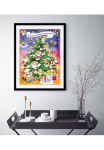 queence Paveikslas &raquo;Christmas Tree&laquo; Angelo figūrėlė | Dekoracija | Schriftz&uuml;ge | Dirbtinė eglutė | Weihnachten | Weihnachtsbaumkugeln 1 Stk. dalys HD Premium Poster-Druck ir Holzrahmen