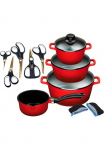 KING Puodų rinkinys &raquo;ALUGUSS&laquo; rinkinys je 1 Puodas 16/20/24 cm 1 Puodas su ilga rankena 16 cm Žirklių rinkinys Grips 14 Stk. dalys lieto aliuminio