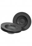 CreaTable Lėk&scaron;tė makaronams &raquo;Lava Stone Black Pasta Lėk&scaron;tė rinkinys 4-tlg&laquo; Dekoratyvinė lėk&scaron;tė rinkinys Seidenmatte Glasur