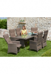 MERXX Garten-Essgruppe &raquo;Valencia TOPSELLER!&laquo; 6x Reguliuojamas Atpalaiduojanti kėdė 1x stalas 150x80 cm ir atrama Aliumininis Polyrattan tinka dėl 6 asmenys