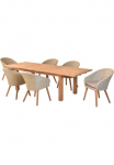 MERXX Garten-Essgruppe &raquo;&raquo;Arrone&laquo;&laquo; rinkinys stalas doppelt ausziehbar: 100x 180/220/260x 75 cm 7 Stk. dalys Sesselbeine i&scaron; Akazienholz Beine 9x9 cm stalo plok&scaron;tė 3 cm