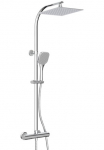 welltime Du&scaron;o sistema &raquo;Turin&laquo; eckiges &Uuml;berkopfbrauseset su termostatas Kopfbrause su Regendusche