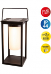 n&auml;ve LED &Scaron;viestuvas su saulės baterija &raquo;Camping&laquo; LED-Modul 1 Stk. Warmwei&szlig; su Henkel 2 Helligkeitsstufen per Touch USB laikmena Ladeanschluss juoda spalva