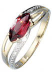 JOBO Žiedas su deimantais 585 Gold bicolor su Granat ir 2 Diamanten