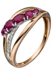 JOBO Žiedas su deimantais 585 Ros&eacute;gold su Rubin ir 16 Diamanten
