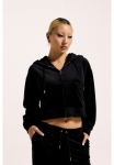 Juicy Couture Kapuzennickijacke &raquo;BRENDAL CROP Oversize tipo bliuzonas Damen&laquo; su gobtuvas Sportinis bliuzonas Moterims Bliuzonas su gobtuvas veliūras su blizgiu papuo&scaron;imu Sale