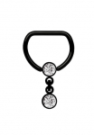 Adelia&acute;s Brustwarzenpiercing &raquo;Piercing Brustpiercing&laquo; Stahl D-Ring BCR PVD juoda spalva su grandinėlė