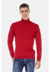 Cipo & Baxx Megztinis auk&scaron;tu kaklu &raquo;Pullover&laquo; 1 Stk. su kariertem Strickmuster CP241