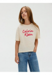Calvin Klein Jeans Calvin KLEIN Džinsai Mar&scaron;kinėliai &raquo;BOXY Mar&scaron;kinėliai METALLIC LOGO TECH&laquo; dėl Vaiki&scaron;ki iki 16 Jahre gro&szlig;e apvadas