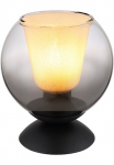 GLOBO LIGHTING Stalinis &scaron;viestuvas &raquo;BARRY&laquo; E27 1 Stk. Tischlampe/Metall/Glaskugel rauchfarben/Glaskristalle klar