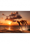 Papermoon Fototapetas &raquo;Sunset Jumping Dolphins&laquo; glatt