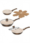 Genius Keptuvių rinkinys &raquo;Cerafit Granit - Grand-Edition keptuvė 7-teiliges rinkinys&laquo; Nerūdijančio plieno rinkinys je 1x keptuvė + Dangtis 24 cm + 28 cm 1x keptuvė 20 cm 2x Einleger 7 Stk. dalys tinka dėl Aufl&auml;ufe zum Schmoren o. Backen - be rankena  ...