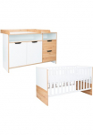 arthur berndt Babym&ouml;bel-Set &raquo;Babyzimmer rinkinys &raquo;Maxim&laquo; 2-teilig&laquo; ekonomi&scaron;kas rinkinys Babym&ouml;bel-Set &raquo;Maxim&laquo; kurį sudaro i&scaron; vaiki&scaron;ka lova ir vystymo lenta su komoda 2 Stk. dalys Ged&auml;mpfte durys ir stalčiai